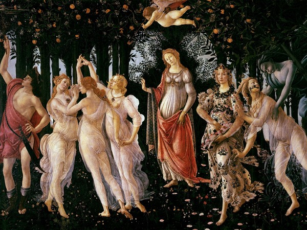 Sandro Botticelli, Primavera, 1482 circa, Tempera su tavola, 203 x 314 cm, Firenze, Galleria degli Uffizi