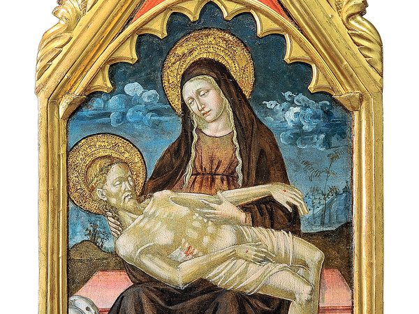 Luca di Paolo, Stendardo processionale: Pietà e due confratelli. Tempera e oro su tavola. Galleria Nazionale dell’Umbria, Perugia (PG)