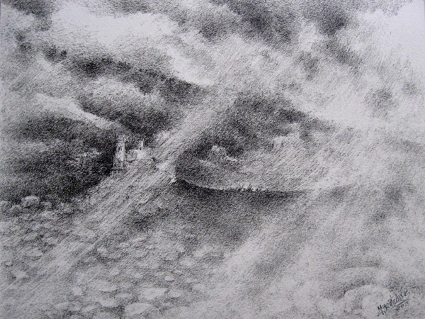 Joanna Brzescinska - Riccio, La terra di mezzo, disegno a china su carta Magnani, 20x27,5, 2015