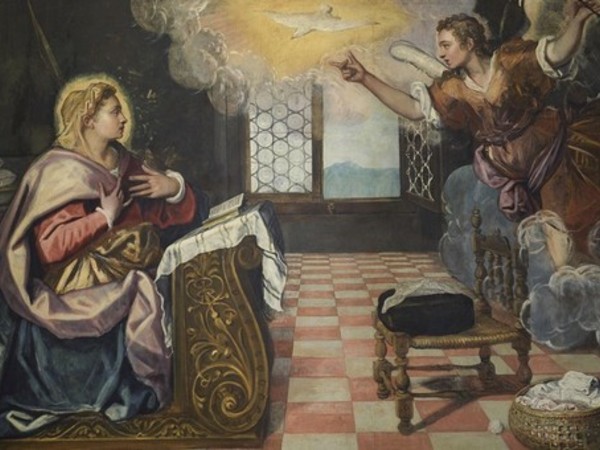 Jacopo Robusti detto Il Tintoretto, Annunciazione del doge Grimani, olio su tela, cm. 277,5 x 171,5 x 3,5