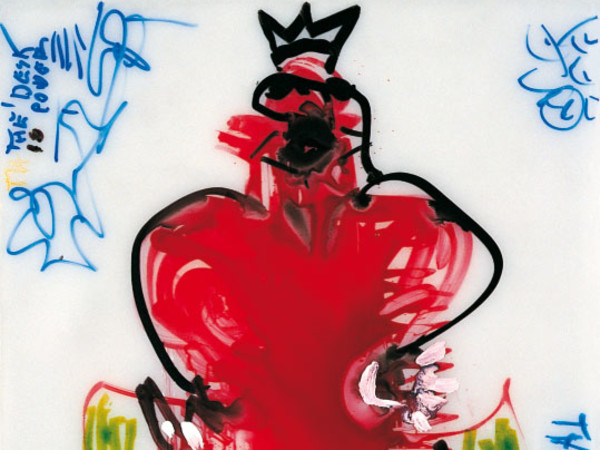 Jean-Michel Basquiat, The King, 1983. Matita grassa e acrilico ad acqua su carta, cm. 40x25