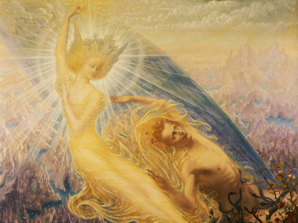 <span>Jean Delville, </span><em>The Angel of Splendors</em><span> (</span><em>L’Ange des splendeurs</em><span>), 1894, Olio su tela, 146 <span>x 127 </span>cm, Région de Bruxelles-Capitale, en prêt à long terme aux Musées royaux des Beaux-Arts de Belgique 2017 Artists Rights Society (ARS), New York / SABAM, Brussels | Photo © Royal Museums of Fine Arts of Belgium, Brussels J. Geleyns - Ro scan<br /></span>