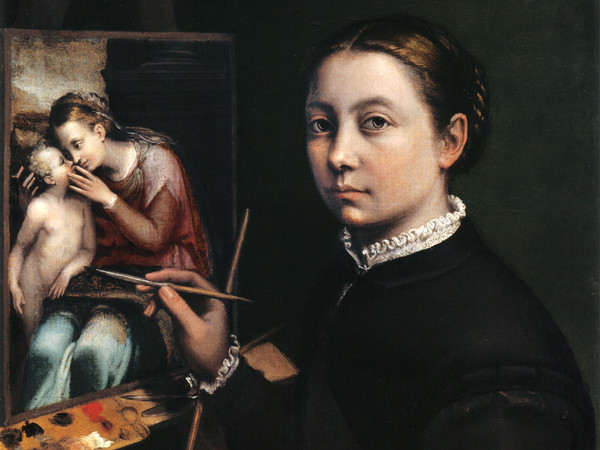 Sofonisba Anguissola (Cremona, 1532 - Palermo, 1625), Autoritratto al cavalletto, 1556, Olio su tela, 66 x 57 cm, Łańcut Castle, Polonia