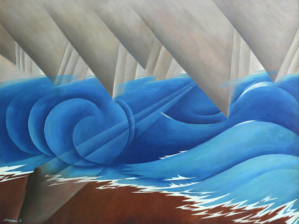 Cleto Capponi, Mare in tempesta, 1951, Olio su tavola, 100 x 80 cm, Collezione privata