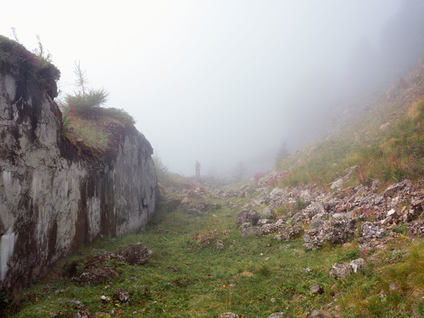 Felice Longhi sui resti di Forte Zaccarana, Val Di Sole