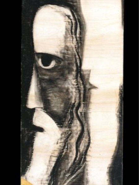 Enzo Cucchi, Gesù, 1994, carboncino su legno, 285x110 cm