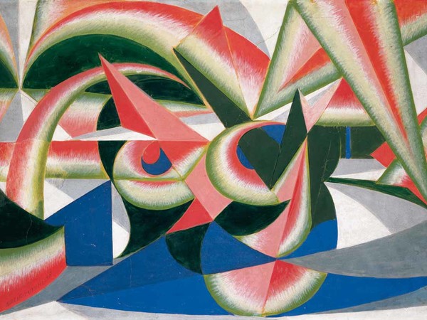 Giacomo Balla, Forze di paesaggio + cocomero, 1917-1918. Tempera su carta intelata © Giacomo Balla, by SIAE 2015