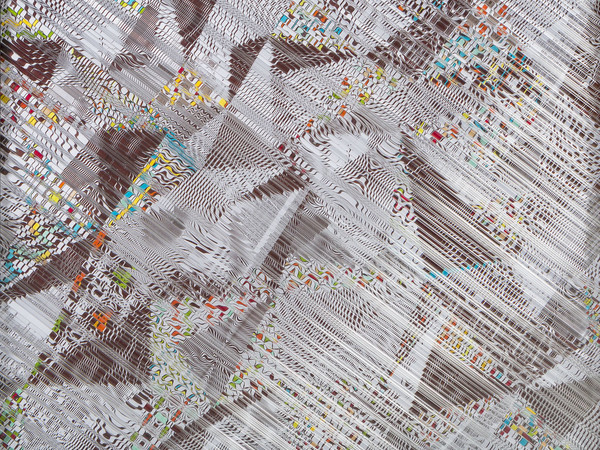 Irene Zundel, Sintonía visual, 2017. Tubos de acrílico, cristal sobre impresión, 90 x 107.3 x 8.2 cm