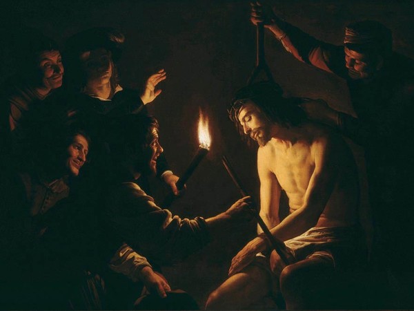 Gerrit van Honthorst, detto Gherardo delle Notti, Derisione di Cristo, olio su tela. Los Angeles, Los Angeles County Museum.