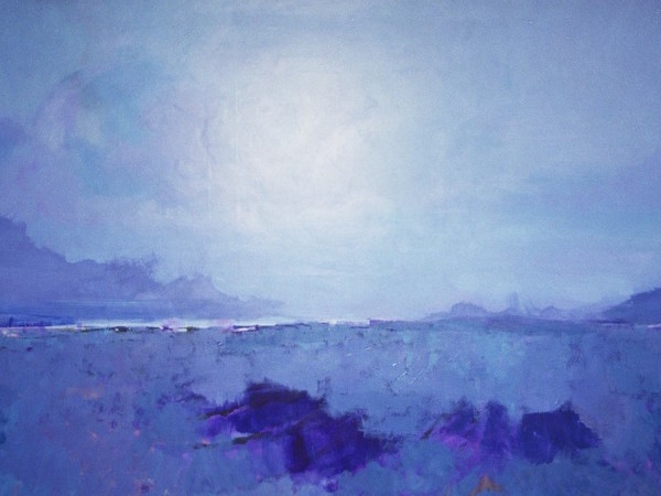 Claudia Stra', Campi di lavanda a sera, acrilico su tela, 2012, cm.200x150