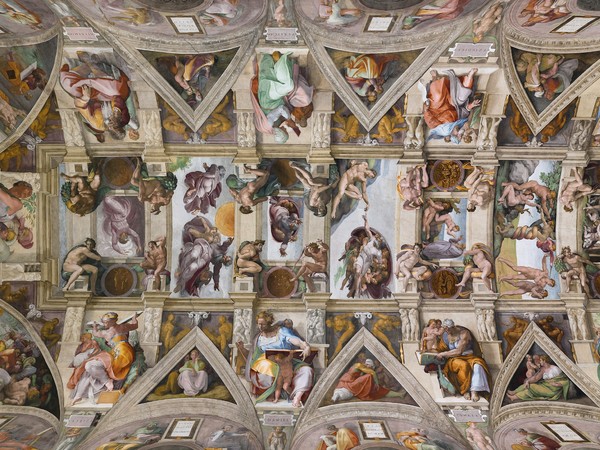 Michelangelo Buonarroti, Volta della cappellla Sistina, Dettaglio, 1508-1512, Ciclo di affreschi, Musei Vaticani, Città del Vaticano, Roma | Foto: Aaron Logan, via Wikimedia Creative Commons