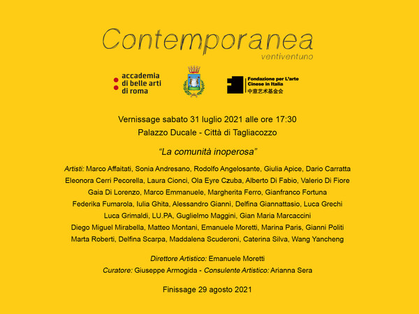 Contemporanea Ventiventuno - La comunità inoperosa, Palazzo Ducale, Tagliacozzo