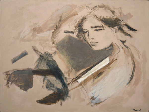 Carola Mazot, Ragazza con violino, 1985, olio su tela, cm. 60x80 