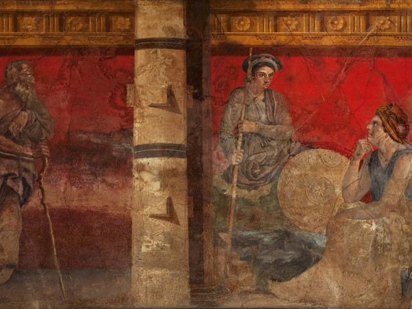 Filosofo con Macedonia e Persia Boscoreale, Villa di Fannio Sinistore, oecus (H), parete ovest affresco, cm. 240x345, 1 secolo a.C. - II stile