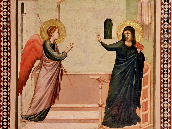 Giotto, Polittico di Santa Reparata, Annunciazione, Particolare dal verso, 1310 circa, Tempera e oro su tavola, Dalla Cattedrale di Santa Maria del Fiore a Firenze, Opera di Santa Maria del Fiore, Arcidiocesi di Firenze | Courtesy Soprintendenza Speciale per il Patrimonio Storico Artistico ed Etnoantropologico e per il Polo Museale della città di Firenze | Foto: Damien Cerutti