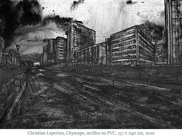 Christian Leperino, Cityscape, acrilico su PVC, 157x240 cm., 2010-1