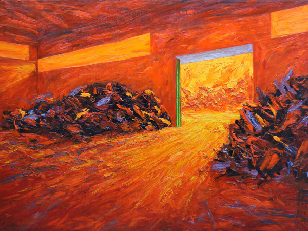 Mimmo Centonze, Capannone, 2009. Olio e alchidico su tela, 160x240 cm.