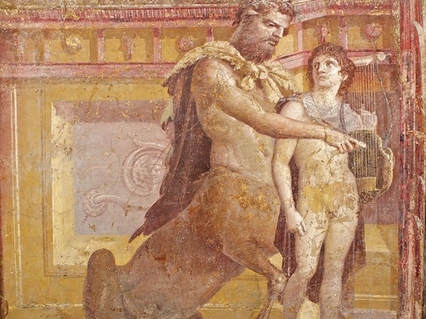 Chirone e Achille, MANN - Museo Archeologico Nazionale di Napoli (affresco proveniente dalla Basilica di Ercolano) I Ph. Giorgio Albano