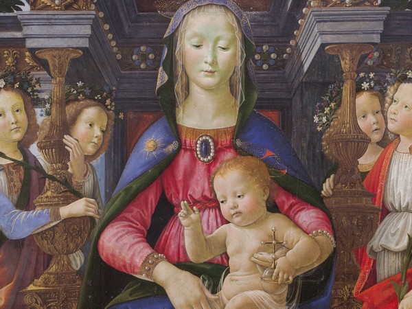 Domenico Ghirlandaio, Sacra conversazione degli Ingesuati, 1484-1486 circa, tempera su tavola, 190x200 cm. Galleria degli Uffizi a Firenze (particolare)