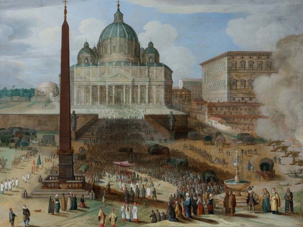 Willem van Nieulandt, Veduta di piazza San Pietro a Roma, 1612. Collezione privata