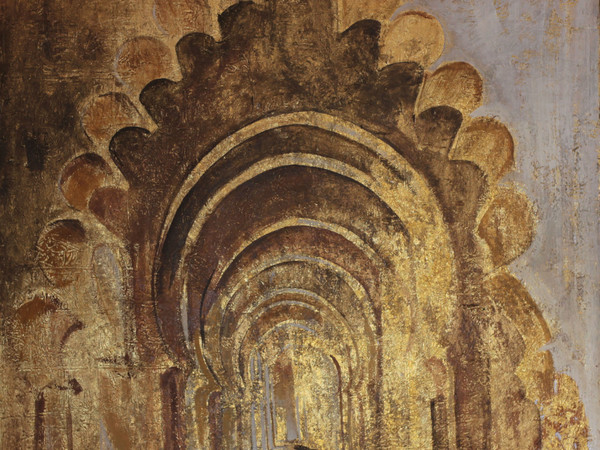 Rossella Gilli, Archi a ferro di cavallo, Moschea dei Librai, Kutubiya di Marrakech, 2012, tecnica mista su tela, cm150x130