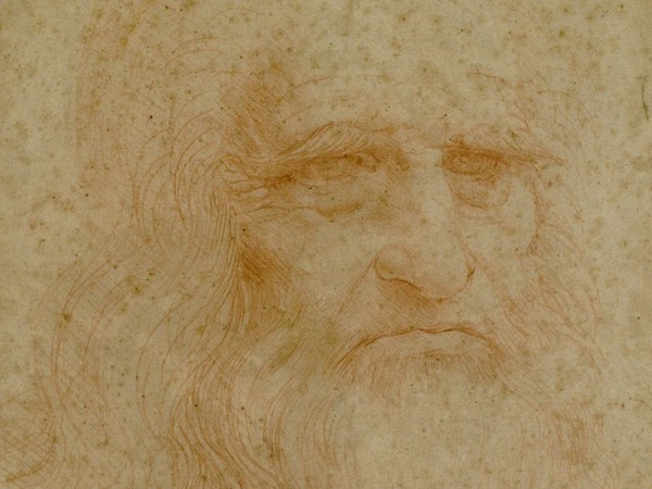 Leonardo Da Vinci, <em>Autoritratto</em>, 1515 circa, Sanguigna su carta,  <span style="font-size: small;">33.5 x 21.6 cm</span><br />