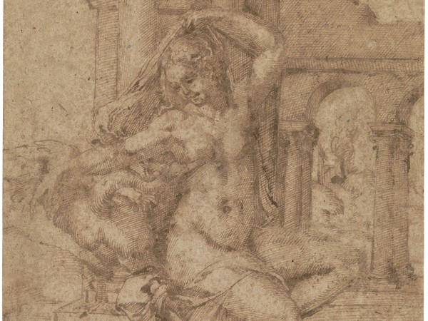 Baccio Bandinelli, Studio per Leda e il cigno, 1512. Penna e inchiostro bruno, Firenze, Gabinetto Disegni e Stampe degli Uffizi