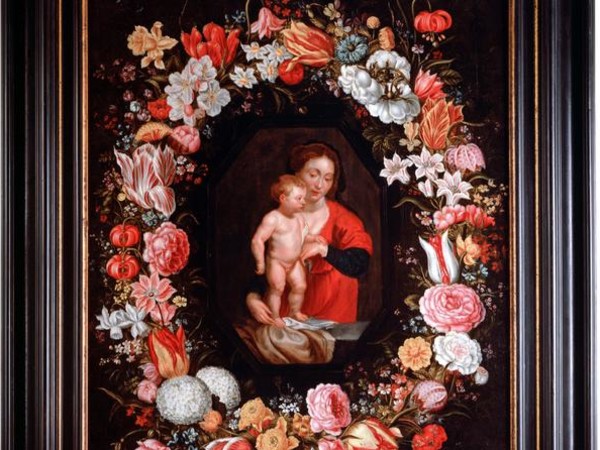 Pieter Paul Rubens e Jan Brueghel il Vecchio, Madonna col Bambino in una ghirlanda di fiori. 1616-18