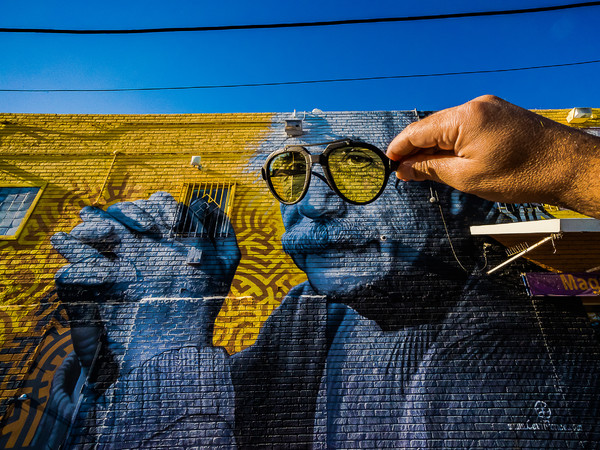 Levi Ponce, <em>SPACETIME</em>, Reseda, Los Angeles, Albert Einstein Portrait painted on the wall of the Reseda High school by Levi Ponce, This mural still exists | Photo © Vonjako