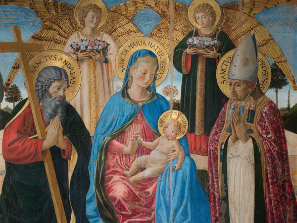 Benozzo Gozzoli, Madonna col Bambino e angeli tra i santi Andrea e Prospero, 1466, San Gimignano, Museo Civico