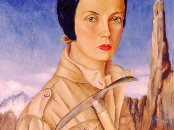Topazia Alliata, Autoritratto con il campanile basso (detto anche Autoritratto con piccozza), s.d. ma (1933), olio su tela, Coll. Eredi Maraini