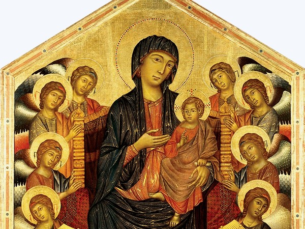 Cimabue, Maestà di Santa Trinita, 1280-1290. Tempera su tavola, cm 385×223. Galleria degli Uffizi, Firenze