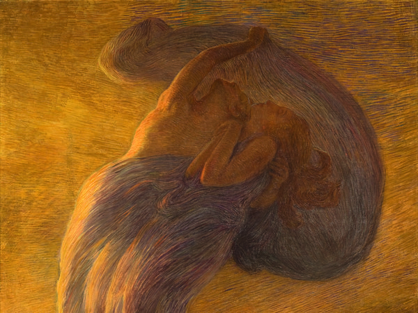 Gaetano Previati, Il sogno, Bozzetto, 1912, Olio su tela, 225 x 165 cm, Collezione privata