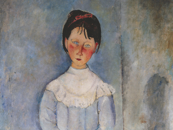 Amedeo Modigliani (Livorno,1884 - Parigi, 1920), Bambina in abito azzurro, 1918, Olio su tela, 73 x 116 cm, Collezione Jonas Netter