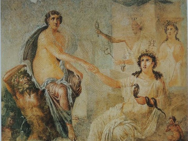Iside a Canopo, affresco su intonaco Pompei, tempio di Iside