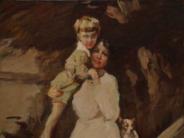 Lino Selvatico, Maternità (Bozzetto per ritratto), 1917 ca, Olio su tela, 68 x 50 cm, Collezione privata | 