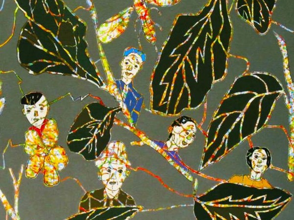 Mauro Mulinari, In giardino, 2020, acrilico su tela, cm. 50x50