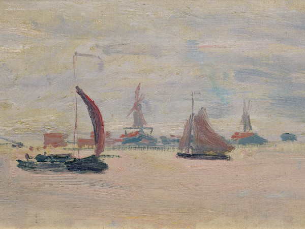 Claude Monet (1840 - 1926), Veduta della Voorzaan, 1871, Olio su tela, 18 x 38 cm, Parigi, Musée Marmottan Monet, Lascito Roger Hauser, 1990, Inv. 5239 | © Musée Marmottan Monet, Académie des Beaux-Arts, Paris