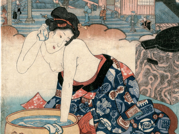 Utagawa Kunisada, Sōshiarai Komachi (Il racconto di Komachi alla toeletta), Stampa xilografica tratta dalla serie 