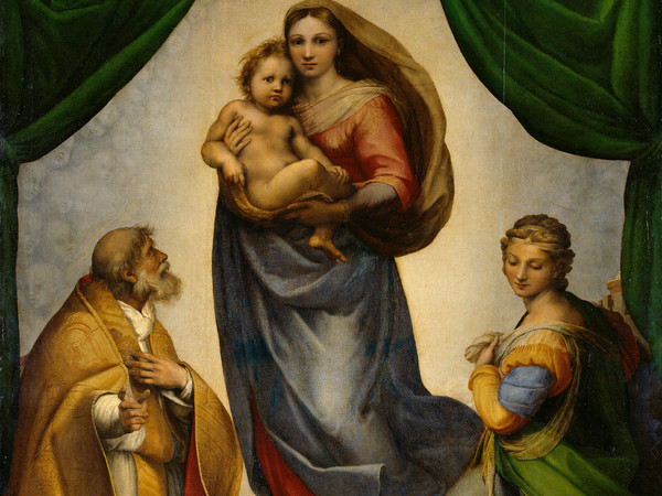 Raffaello Sanzio, Madonna Sistina, 1513-1514 circa, Olio su tela, 196 x 265 cm, Gemäldegalerie, Dresda