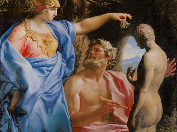 Pompeo Batoni, Minerva infonde l’anima alla figura umana modellata in creta da Prometeo