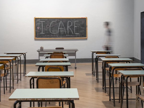 La sala dedicata al progetto Aula Magna all'interno della mostra Ti Bergamo - Una comunità I Ph. Lorenzo Palmieri