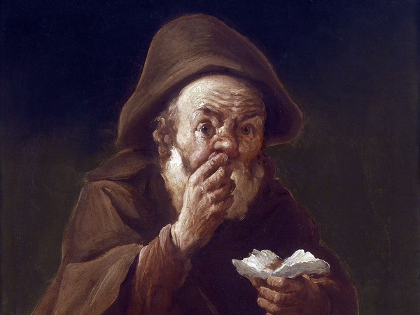 Antonio Cifrondi, Vecchio che sniffa tabacco, olio su tela, 90 x 70 cm.