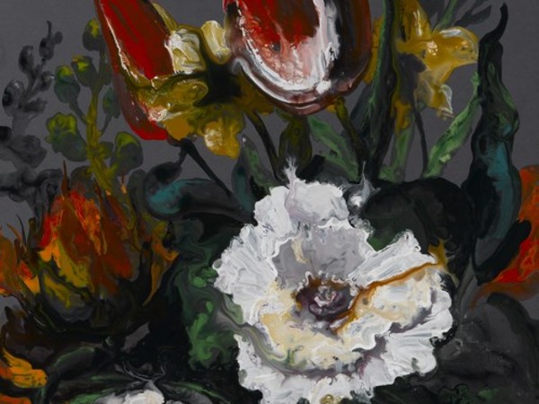 Massimo Pulini, Un bianco sole e basse, basse nubi, 2011, smalto su tavola, cm. 60x50 