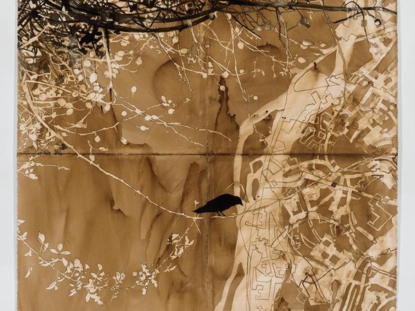 Ellen Driscoll, Untitled, 2015, 44"x60", ink, collage on paper