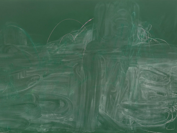 Rita Ackermann, Meditation on Violence I, 2014, acrylic, spray paint and chalk on canvas, 290x565x6 cm.