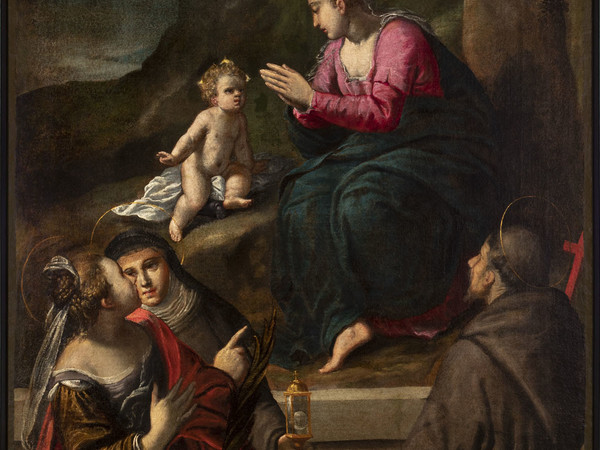 Ippolito Scarsella, Madonna di Reggio e Santi, 1600 circa, tela cm 144,5 x 112,5, Ferrara, Azienda Servizi alla Persona, inv. DOC18 (in deposito presso i Musei di Arte Antica)