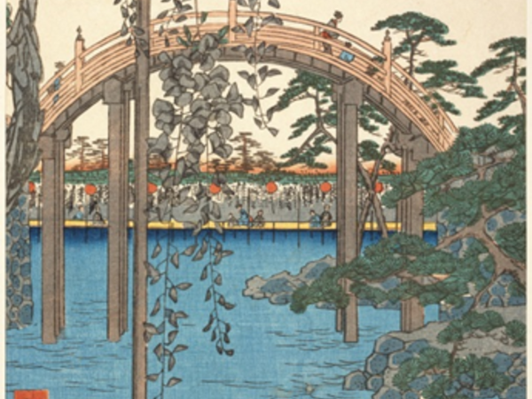 Utagawa Hiroshige, Ōhashi. Acquazzone ad Atake. Serie: Cento vedute di luoghi celebri di Edo, 1857, nono mese, 360x240 mm., silografia policroma. Museum of Fine Arts, Boston - Nellie Parney Carter Collection—Bequest of Nellie Parney Carter