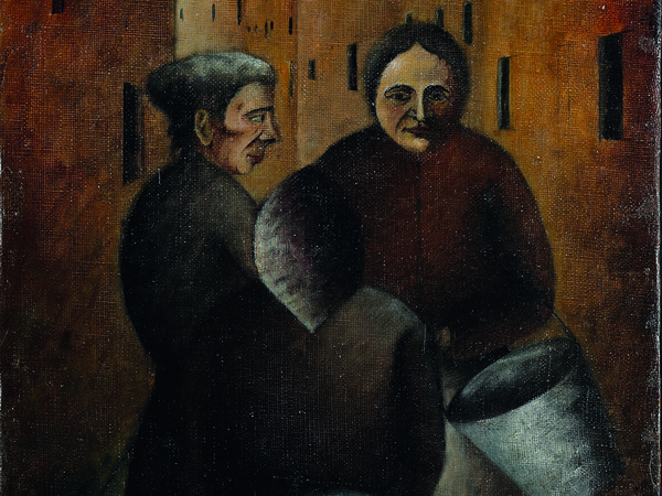 Ottone Rosai, Incontro in Via Toscanella, 1922, Olio su tela, 70 x 35 cm, Collezione privata