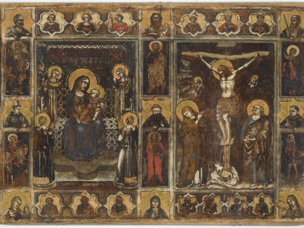 Puccio Capanna, Madonna col Bambino e angeli, Crocifissione, tempera su pergamena. Perugia, Galleria Nazionale dell’Umbria